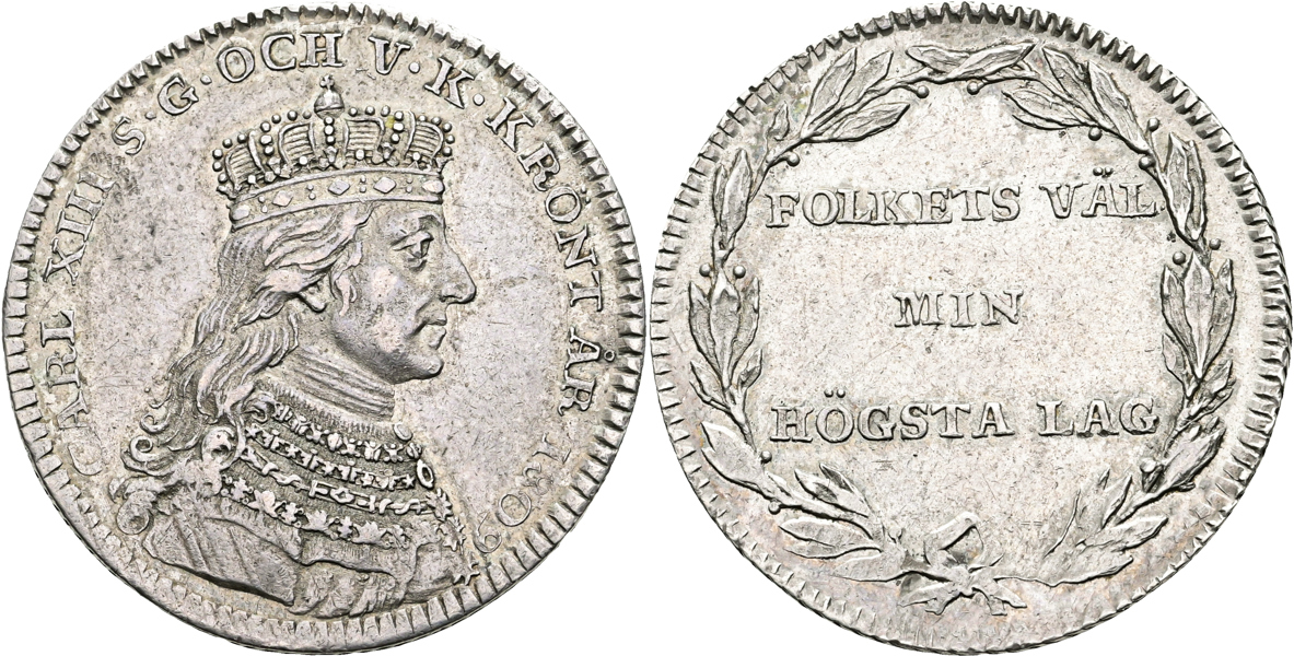 KARL XIII (1809-1818). 1/3 riksdaler 1809. Kastmynt