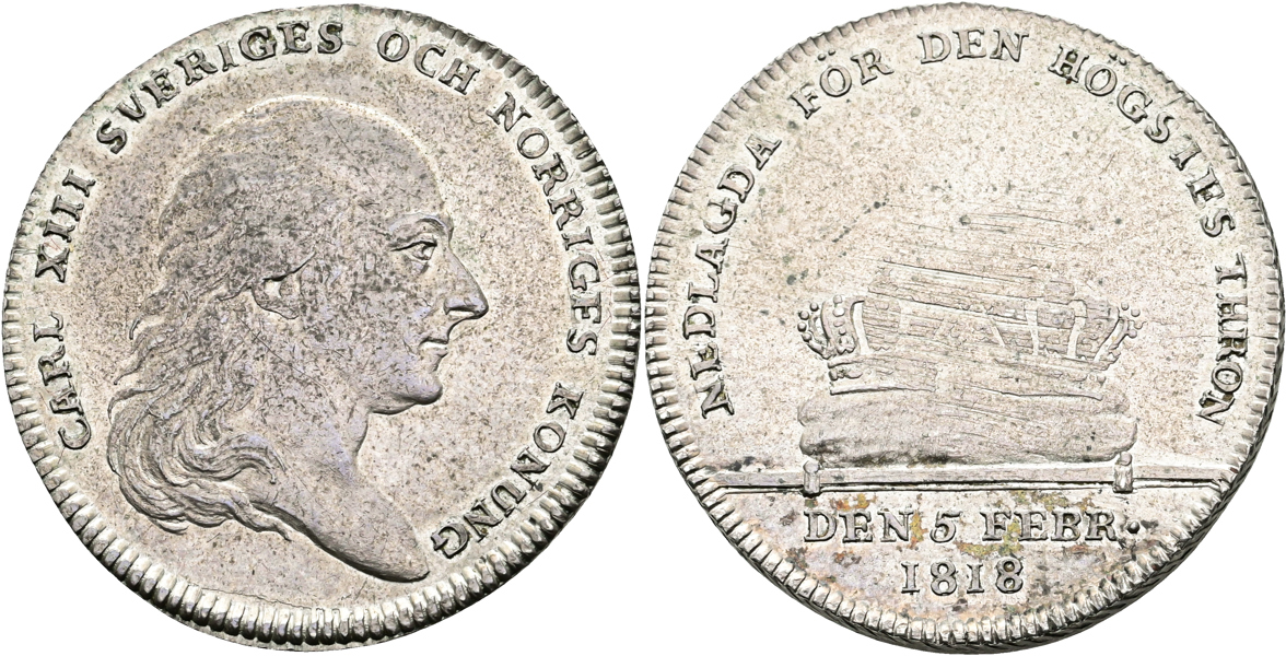 KARL XIII (1809-1818). 1/3 riksdaler 1818. Kastmynt