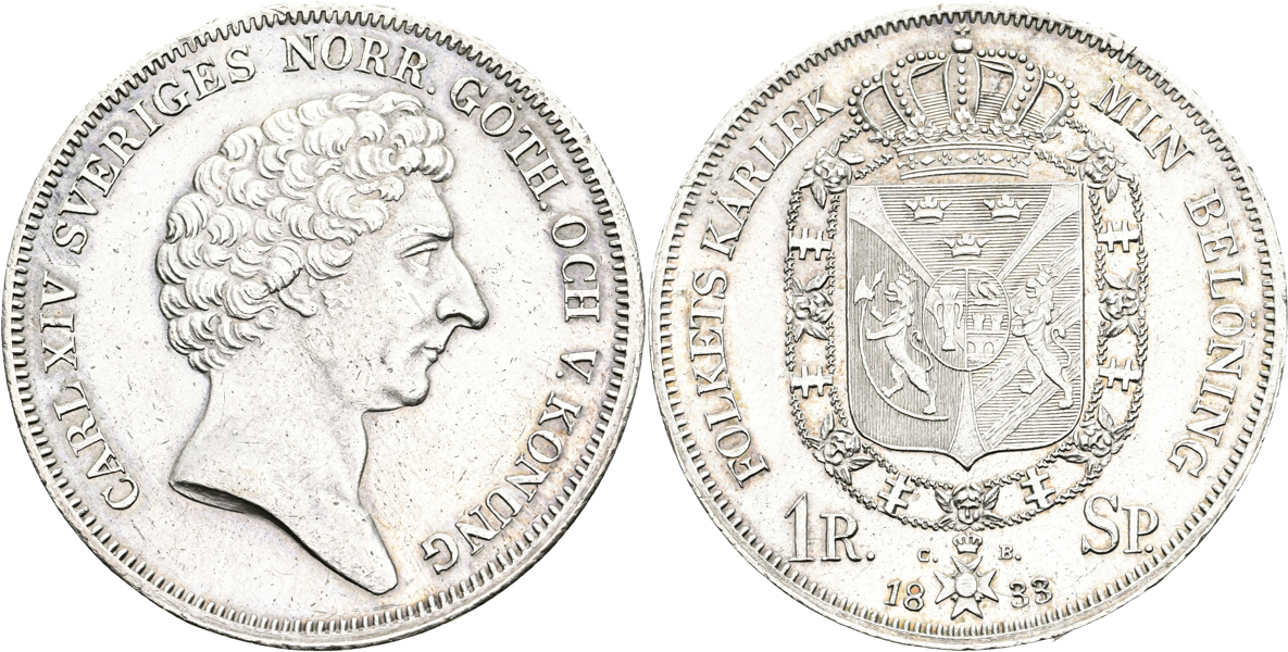 KARL XIV JOHAN (1818-1844). Riksdaler specie 1833