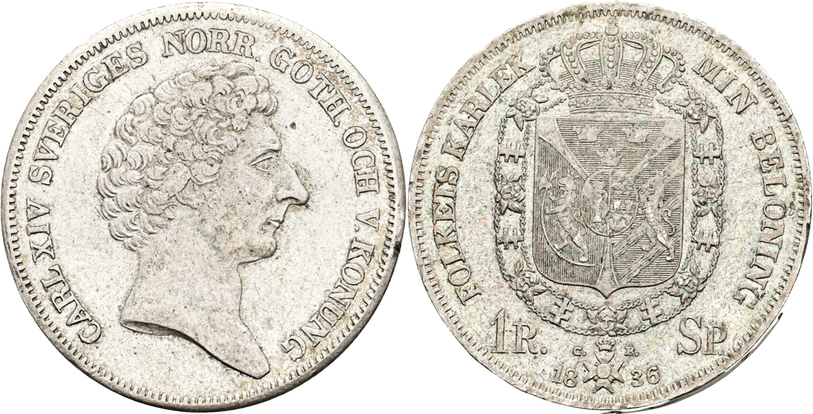 KARL XIV JOHAN (1818-1844). Riksdaler specie 1836