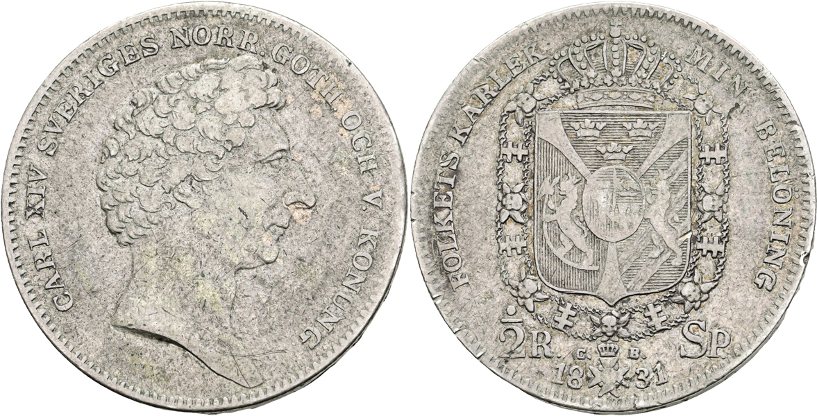 KARL XIV JOHAN (1818-1844). 1/2 riksdaler specie 1831