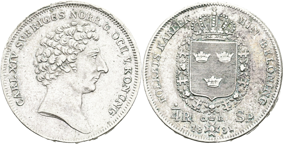 KARL XIV JOHAN (1818-1844). 1/4 riksdaler specie 1831