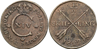 KARL XIV JOHAN (1818-1844). 1/2 skilling 1822