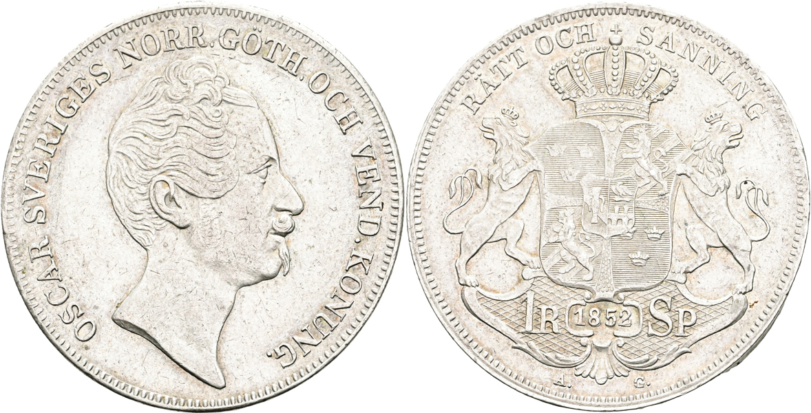 OSKAR I (1844-1859). Riksdaler specie 1852