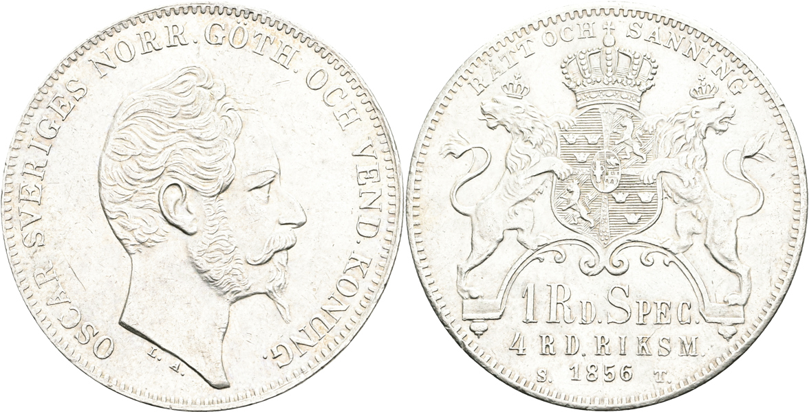 OSKAR I (1844-1859). 4 riksdaler riksmynt 1856