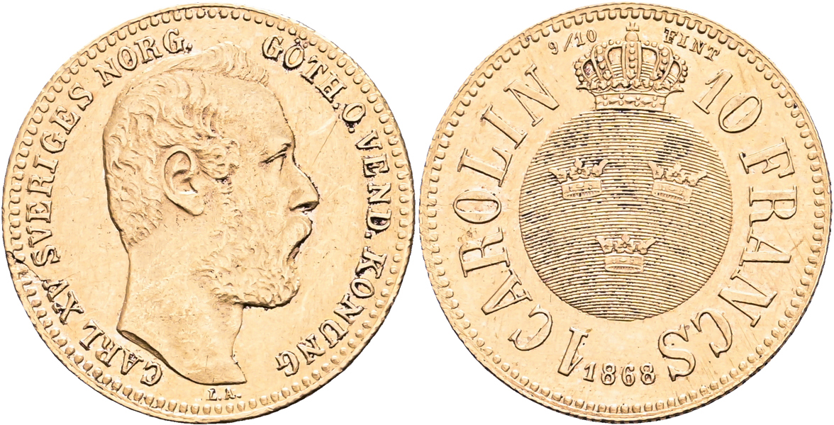 KARL XV (1859-1872). Carolin 1868