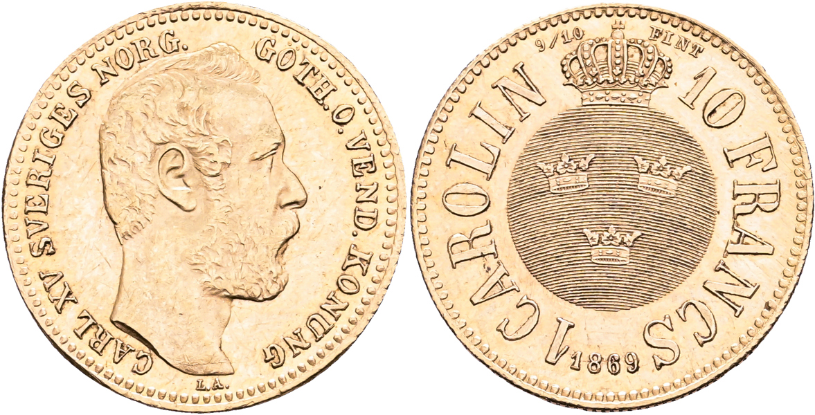 KARL XV (1859-1872). Carolin 1869