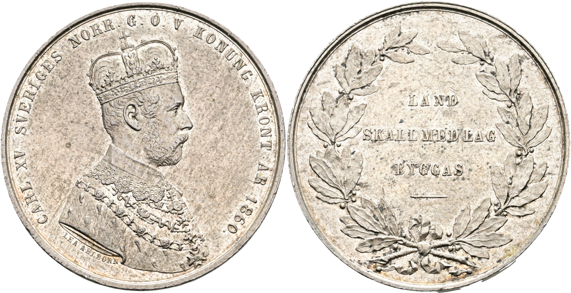 KARL XV (1859-1872). Minnespenning 1860