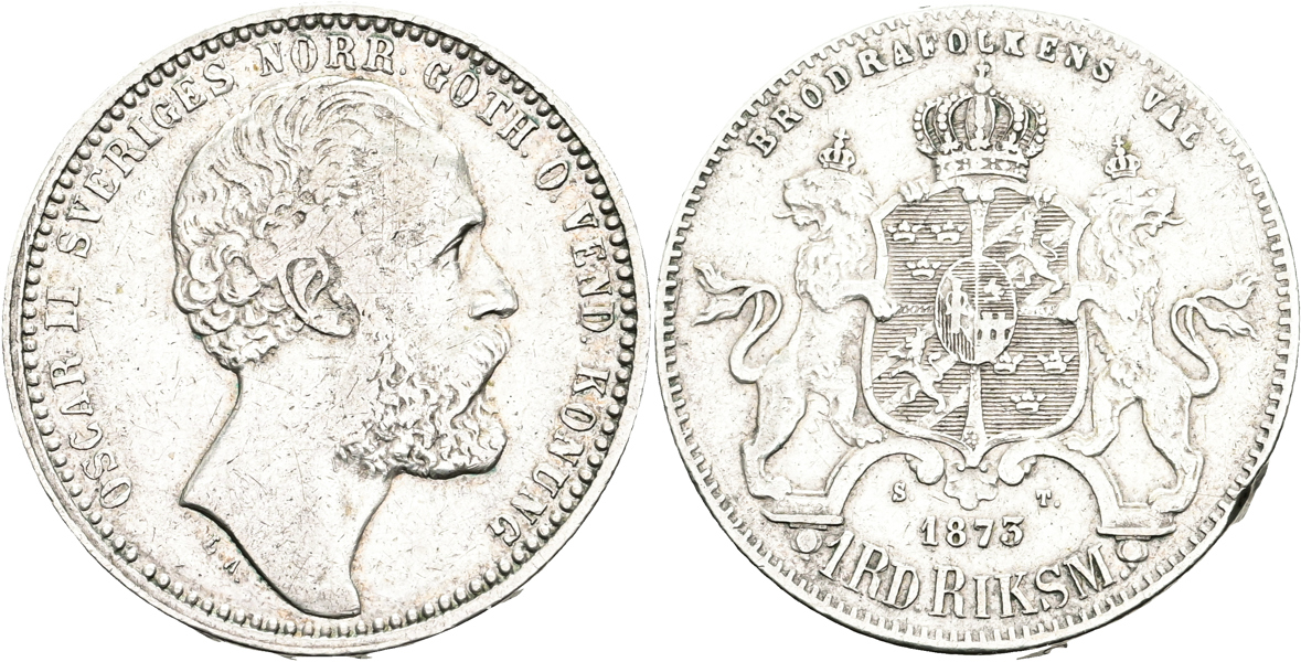 OSKAR II (1872-1907). Riksdaler riksmynt 1873