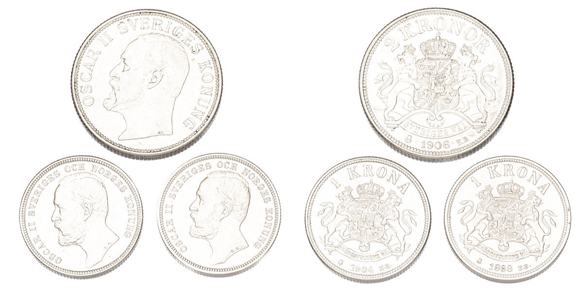 OSKAR II (1872-1907). Lot of 3