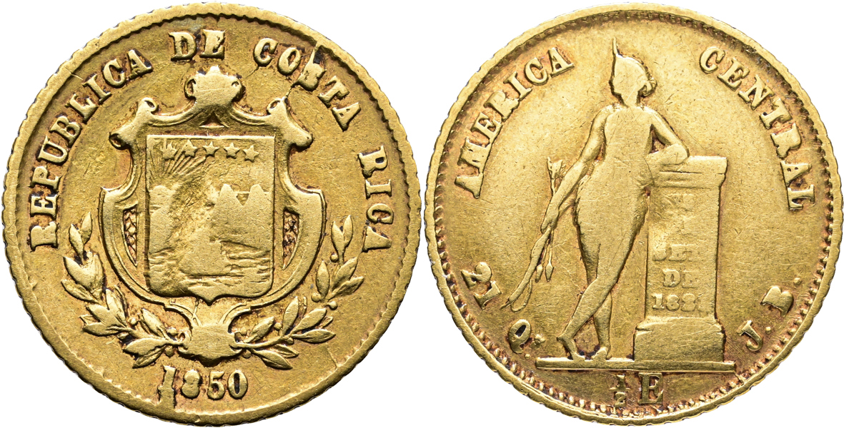 COSTA RICA. 1/2 escudo 1850