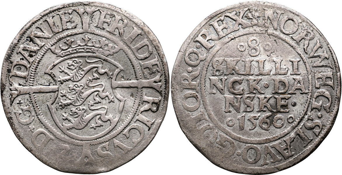 DANMARK/DENMARK. 8 skilling 1560