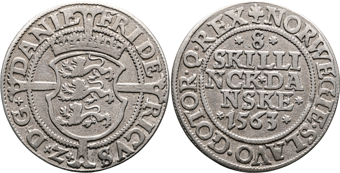DANMARK/DENMARK. 8 skilling 1563
