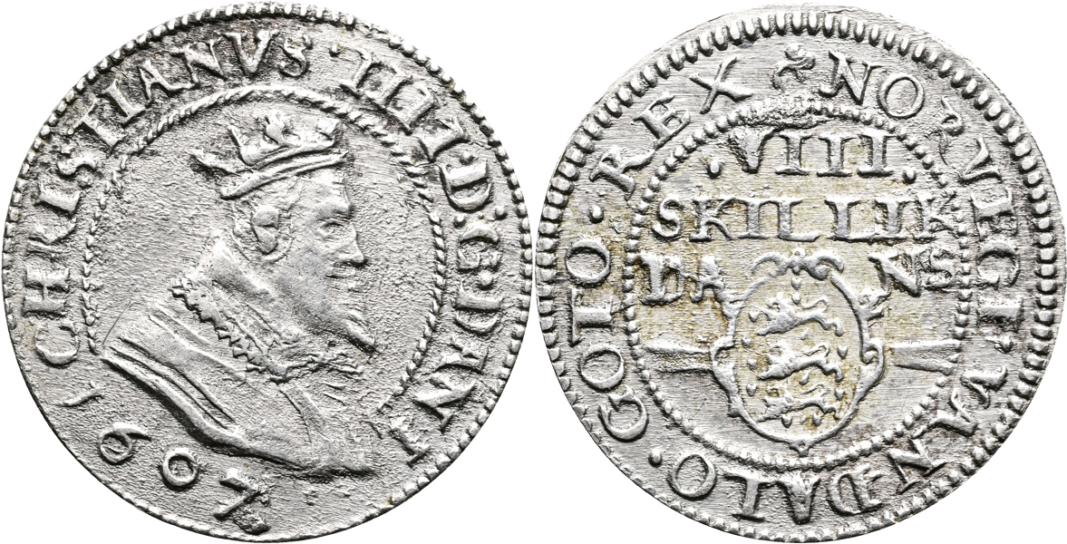 DANMARK/DENMARK. 8 skilling 1607