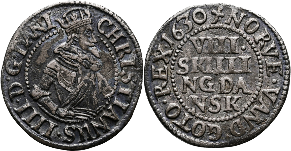 DANMARK/DENMARK. 8 skilling 1630