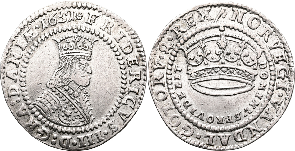 DANMARK/DENMARK. Krone 1651