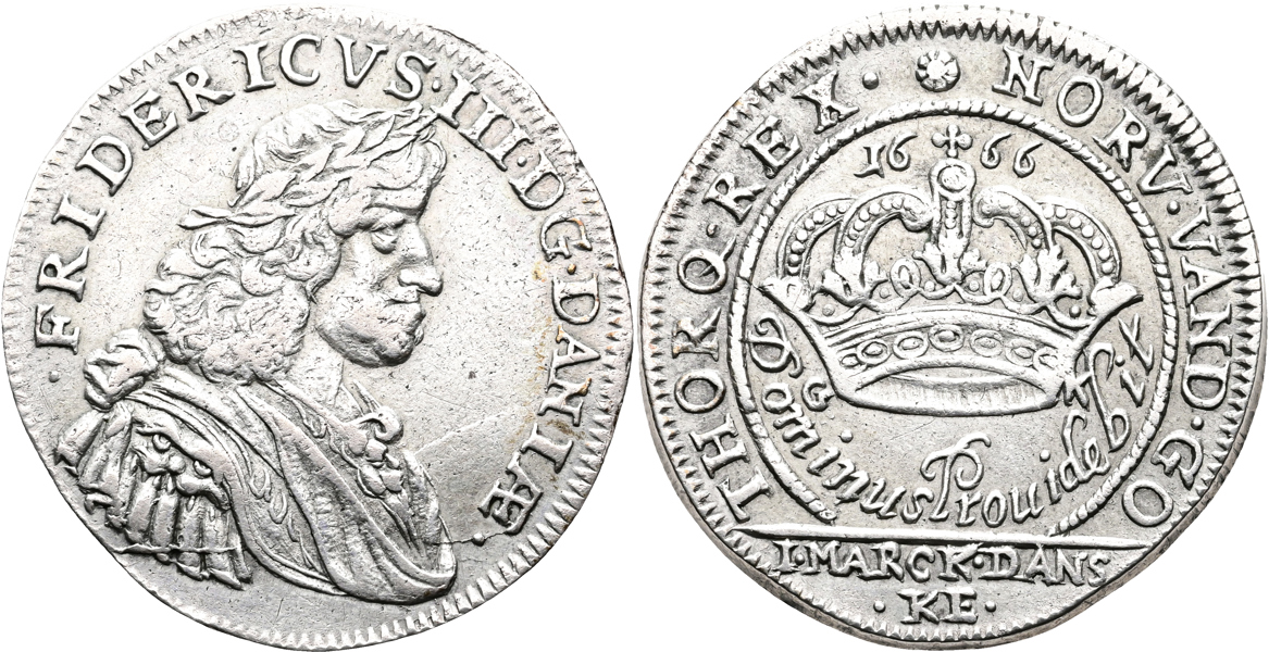 DANMARK/DENMARK. Mark 1666