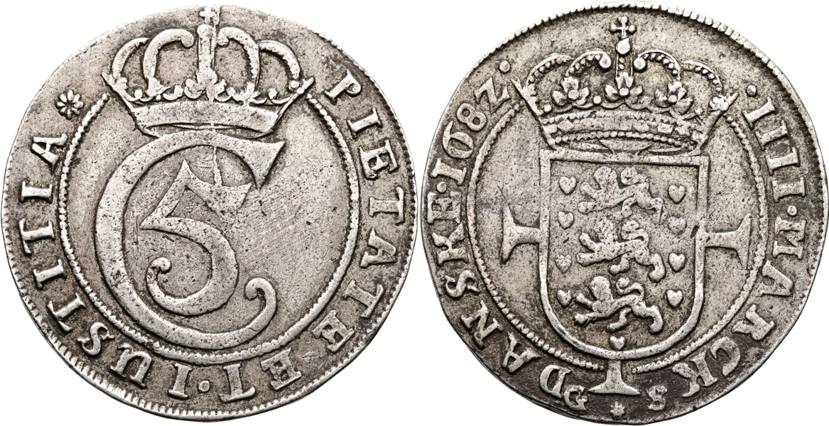 DANMARK/DENMARK. Krone 1682