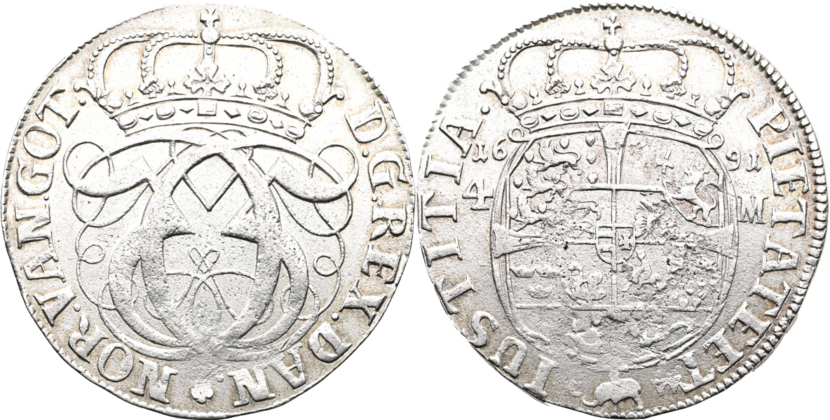 DANMARK/DENMARK. Krone 1691