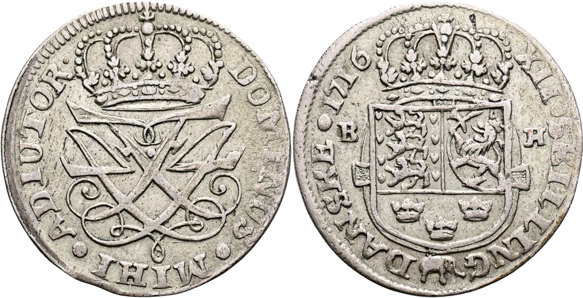 DANMARK/DENMARK. 12 skilling 1716