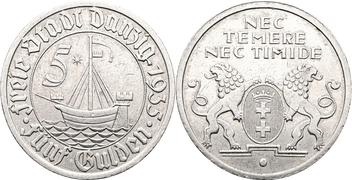 DANZIG. 5 gulden 1935