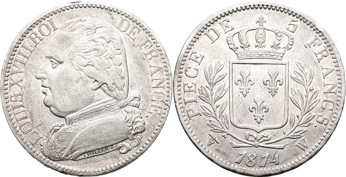 FRANKRIKE/FRANCE. 5 francs 1814