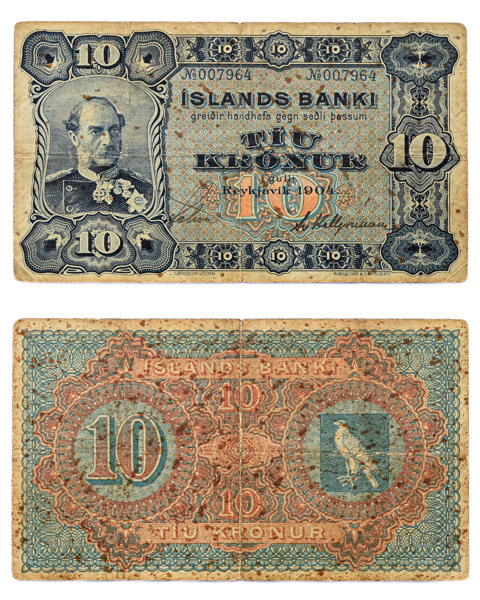 ISLAND/ICELAND. 10 kronur 1904