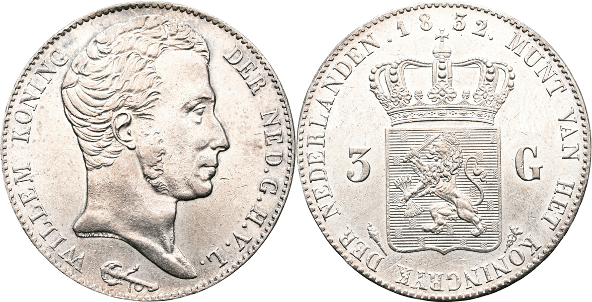 NEDERLÄNDERNA/THE NETHERLANDS. 3 gulden 1832
