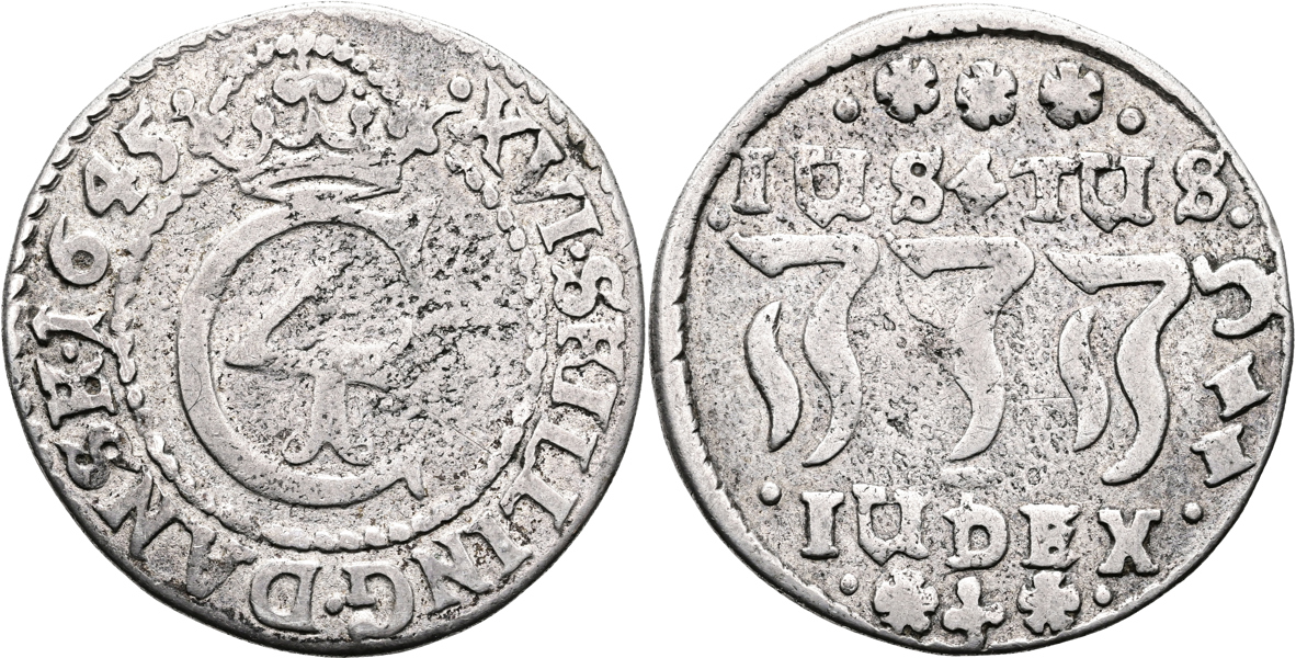 NORGE/NORWAY. 16 skilling 1645