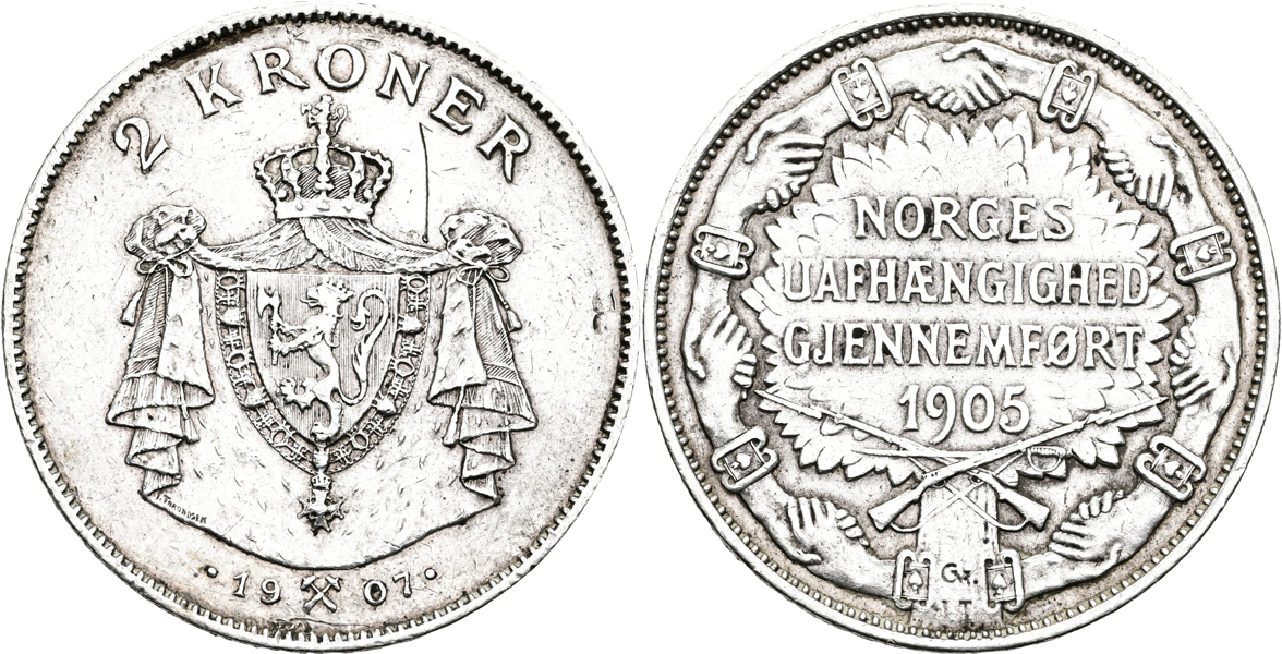 NORGE/NORWAY. 2 kroner 1907
