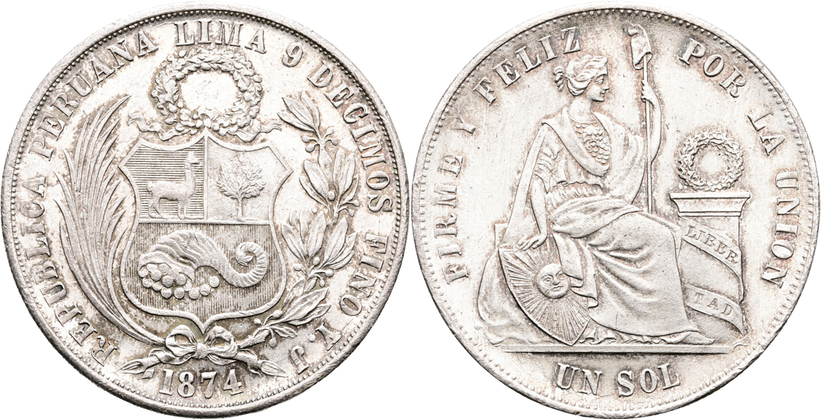 PERU. Sol 1874