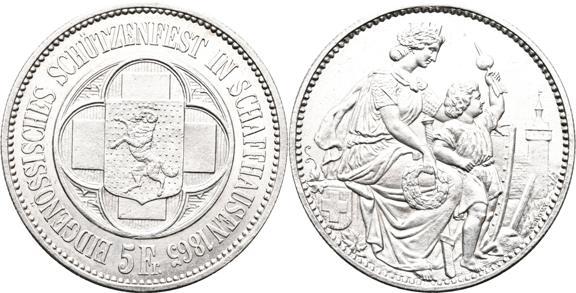 SCHWEIZ/SWITZERLAND. 5 francs 1865