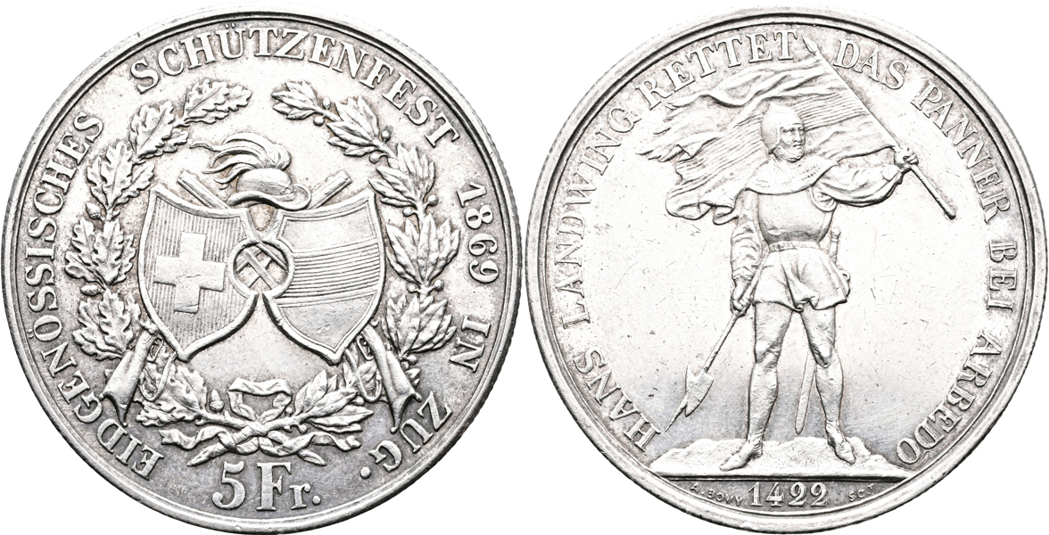 SCHWEIZ/SWITZERLAND. 5 francs 1869