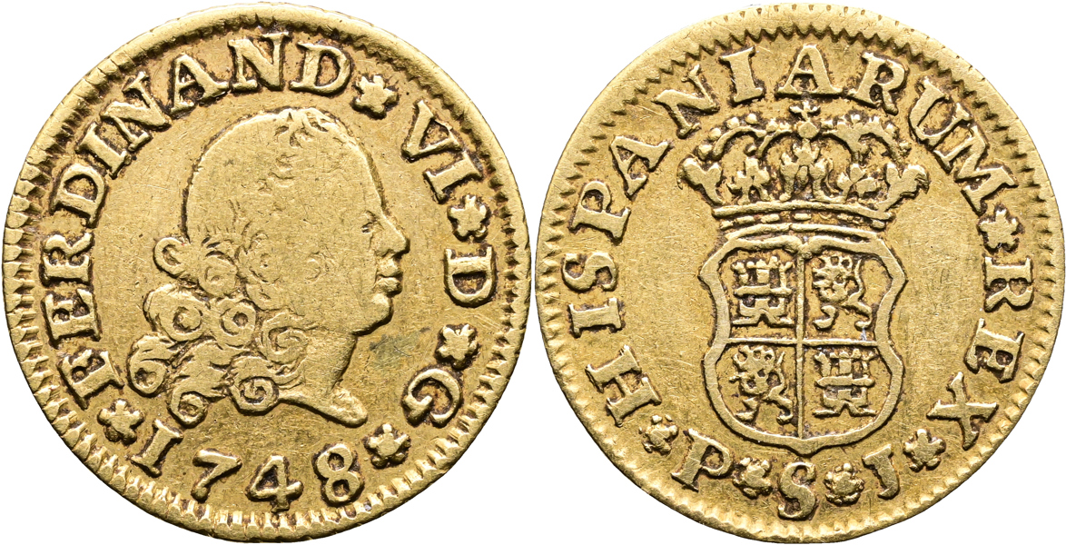 SPANIEN/SPAIN. 1/2 escudo 1748