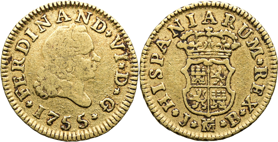 SPANIEN/SPAIN. 1/2 escudo 1755