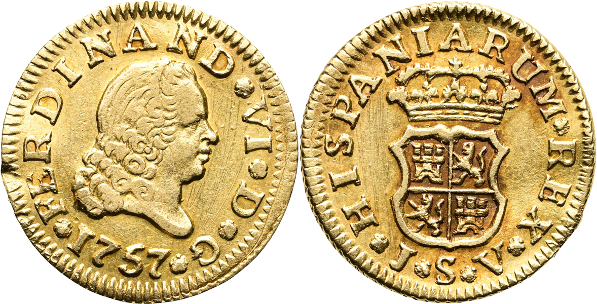 SPANIEN/SPAIN. 1/2 escudo 1757
