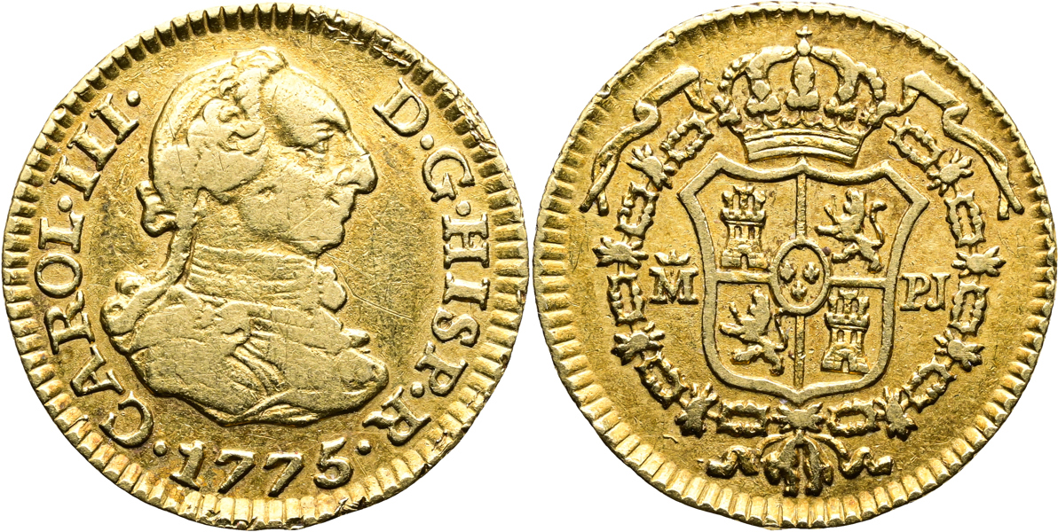 SPANIEN/SPAIN. 1/2 escudo 1775