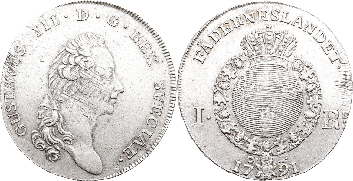 SVERIGE/SWEDEN. Riksdaler 1791