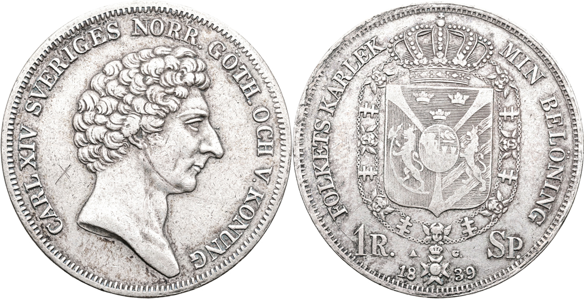 SVERIGE/SWEDEN. Riksdaler specie 1839