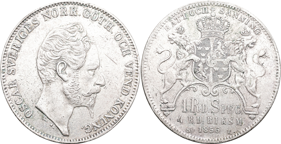 SVERIGE/SWEDEN. 4 riksdaler riksmynt 1856