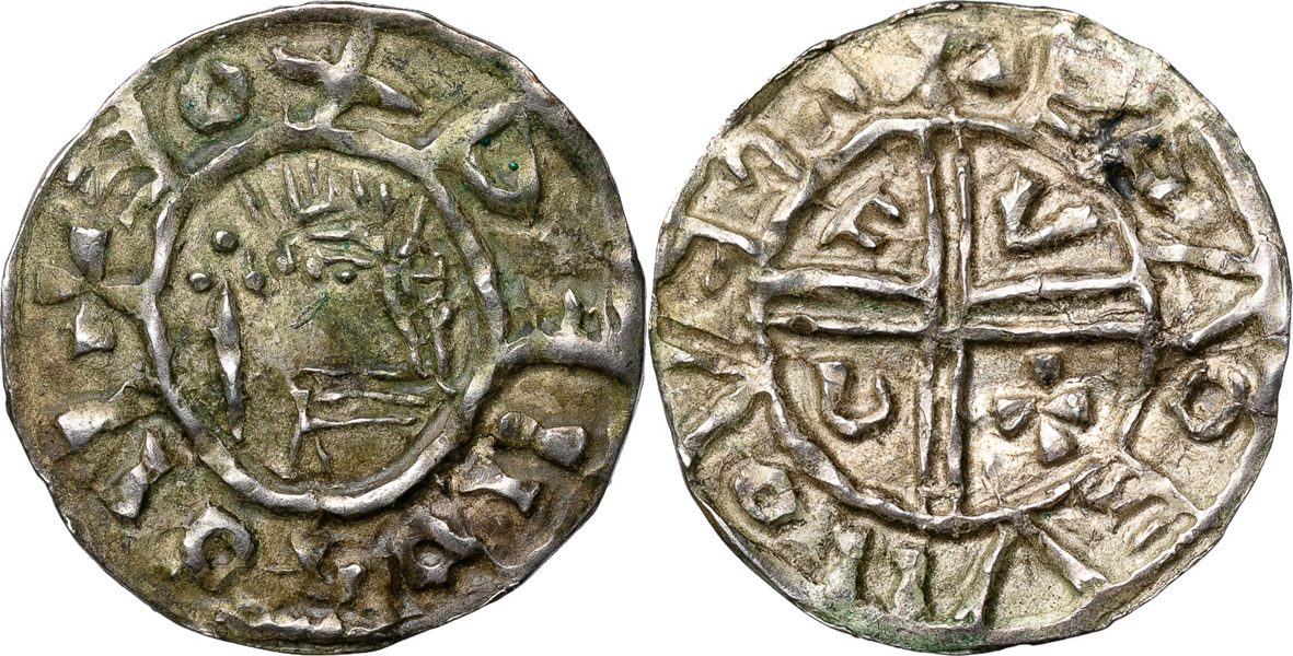 SLAVISKA IMITATIONER. Denar/Penny. Imitation of Æthelred II Crux type