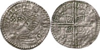 SLAVISKA IMITATIONER. Denar/Penny. Bust left with sceptre )( Voided cross over square with trefoil at each corner