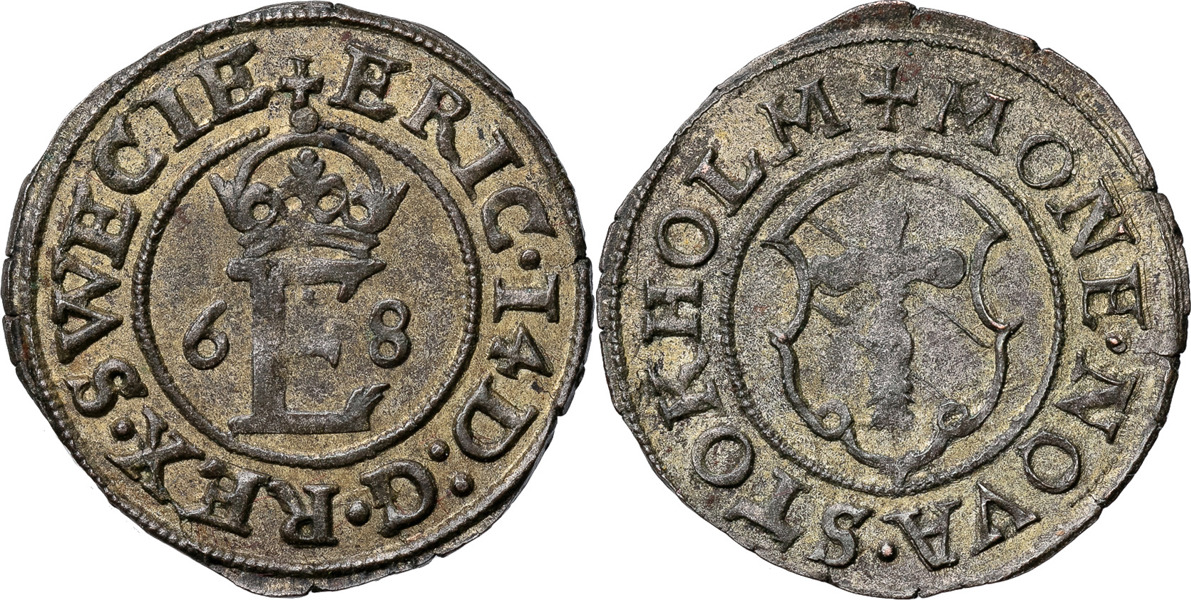 ERIK XIV (1560-1568). STOCKHOLM. 1/2 öre 1568