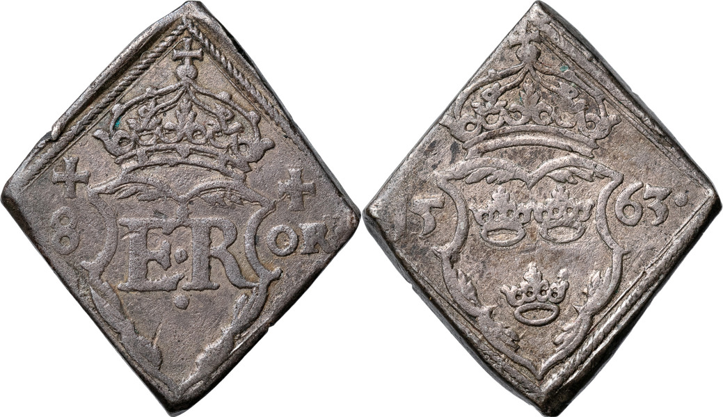 ERIK XIV (1560-1568). STOCKHOLM. 8 öre 1563