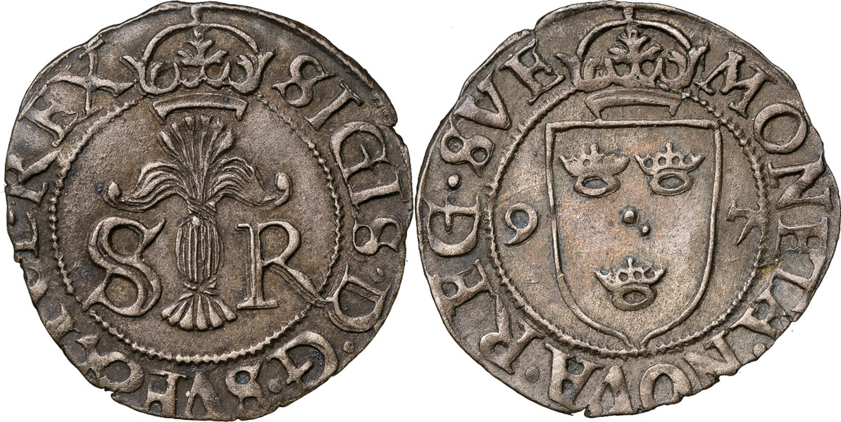 SIGISMUND (1592-1598). STOCKHOLM. 1/2 öre 1597