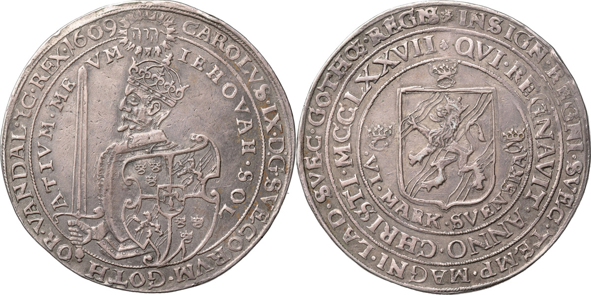 KARL IX (1604-1611). STOCKHOLM. 6 mark 1609