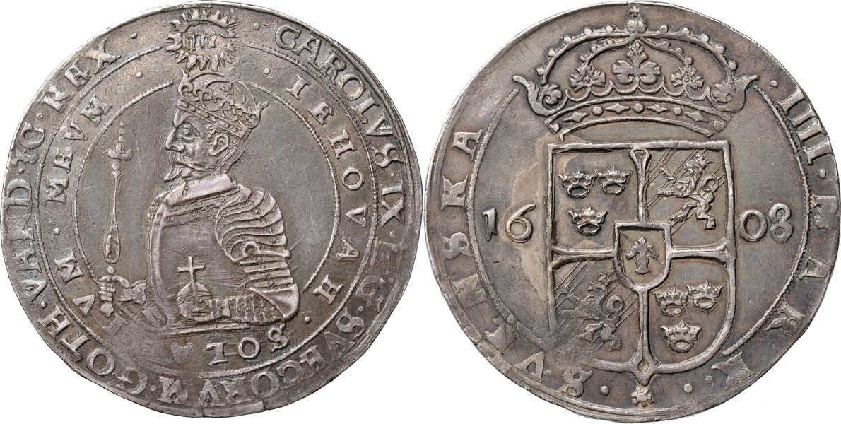 KARL IX (1604-1611). STOCKHOLM. 4 mark 1608