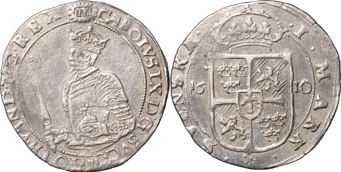 KARL IX (1604-1611). STOCKHOLM. Mark 1610