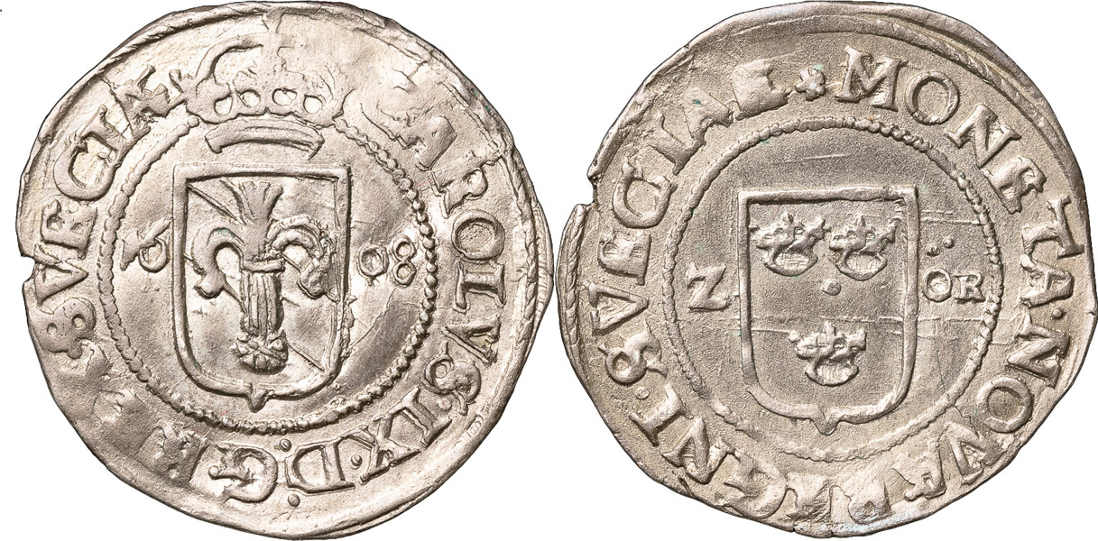 KARL IX (1604-1611). STOCKHOLM. 2 öre 1608