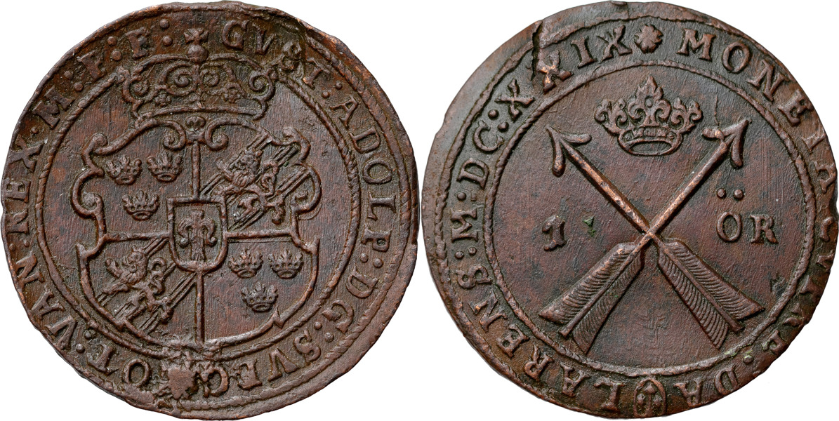 GUSTAV II ADOLF (1611-1632). SÄTER. Öre 1629